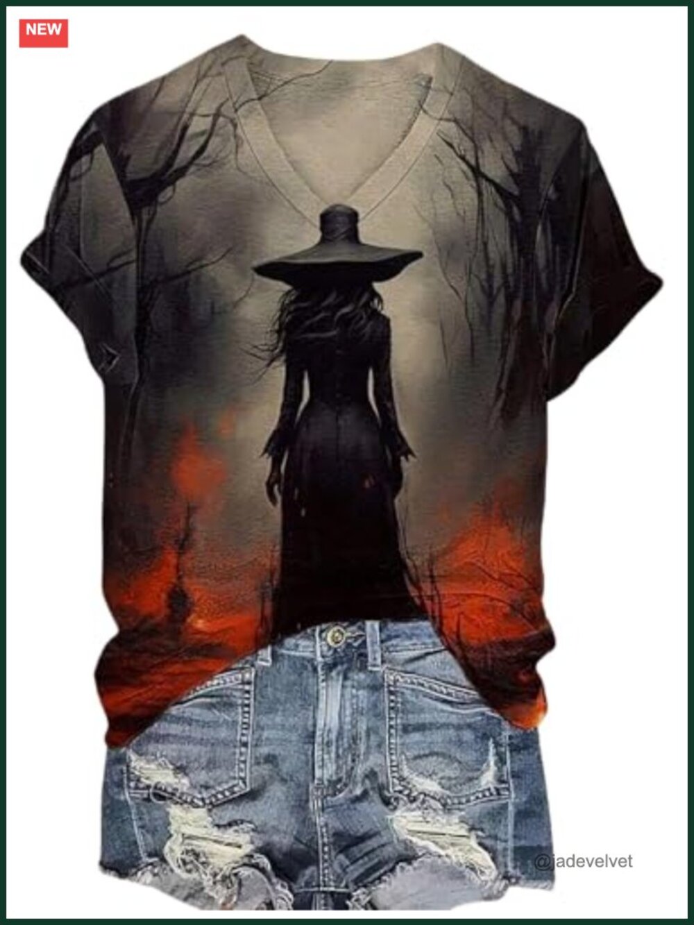 Witch Graphic Tee Women Halloween Party Short Sleeve Casual Top